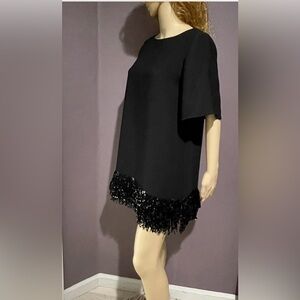 Kate Spade Black Mini Dress with Sequin Fringe